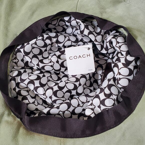 Vintage Coach Suede Leather Floppy Hat Signature Jacquard Lining Y2K NWT RARE main image 11